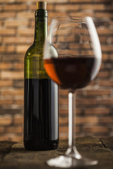Wine glass and bottle