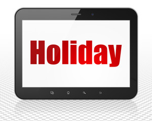 Tourism concept: Tablet Pc Computer with Holiday on display