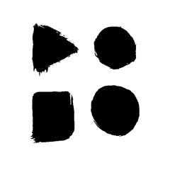 Set of four black ink geometric shapes