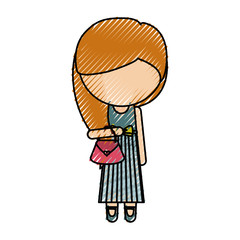 avatar stylish cartoon girl vector illustration graphic design