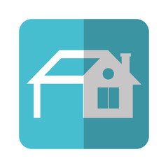 house icon over blue square and white background. colorful design. vector illustration