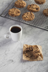 Coffee cup and Cookies in a marble table