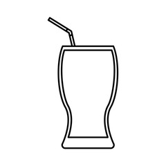 glass with drink and straw icon over white background. vector illustration
