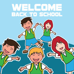 welcome back to school cartoon concept. vector illustration