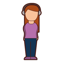 cute woman with earphone vector illustration design