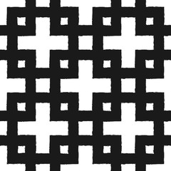 Square ornament painted with a brush. Seamless pattern. Grunge.