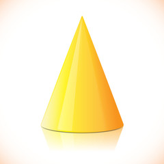 Geometry colorful glossy cone isolated on white