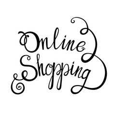 Online shopping lettering concept background for your design