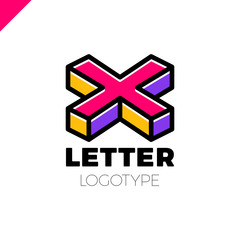 Obraz premium Isometric Letter X logo icon design template elements