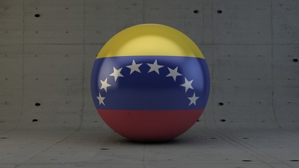 Venezuela flag sphere icon isolated in concrete room 3d render
