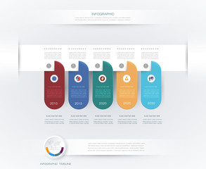 Vector infographics timeline design template with 3D paper label and graph 5 steps options. For workflow layout diagram, infograph business, infographic, flowchart, process diagram, time line, chart