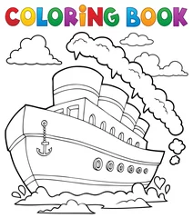 Sheer curtains For kids Coloring book nautical ship 2