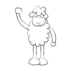 cute sheep drawing character vector illustration design