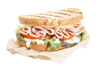 Tasty sandwich isolated on white