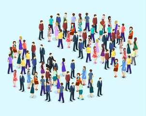Isometric vector Infographic chart consisting of a crowd of people
