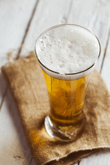 Glass of beer and bottle