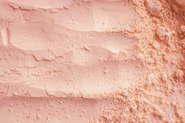 Blush powder for the face. Texture. Selective focus. 