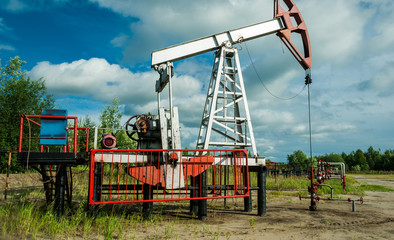 Fototapeta na wymiar Oil pump, at the oil field