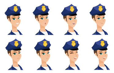 Vector set of policeman characters.