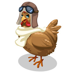 Brown cock Aviator in retro pilot costume. Vector © Lady-Luck