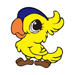Macaw bird cartoon waving