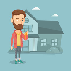 Real estate agent with key vector illustration.