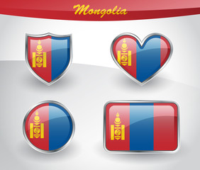 Glossy Mongolia flag icon set
