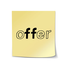 Offer - Hand Drawn Lettering Sticky Note Template. Vector Illustration Quote. Handwritten Inscription Phrase for Office, Presentation, T-shirt Print, Poster, Cover, Case Design.