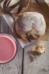 Chocolate donut with milkshake
