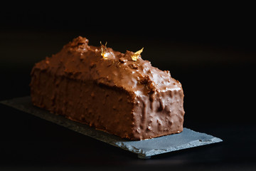Bread carrot cake in chocolate glaze