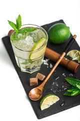 Isolated mojito with lime and mint