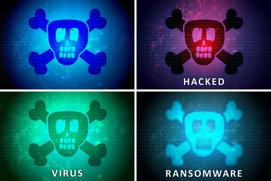 Skull, Hacked, Ransomware, Virus