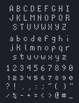 square pixel font, videogame alphabet in retro style