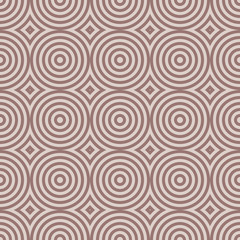 Geometric seamless pattern with circle elements. Brown textile or wallpaper background
