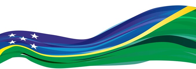 Flag of the Solomon Islands, blue green with a yellow stripe and white stars of the Flag of Solomon Islands