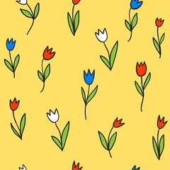 Seamless pattern with tulips