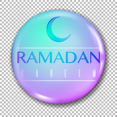 Ramadan kareem vector poster. Ramadan 2017 flyer, greeting card. Minimalistic style design with moon and typography