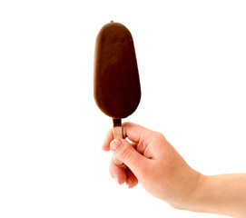 Chocolate ice cream on a stick