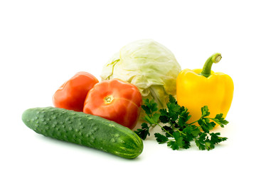 Fresh vegetables on white