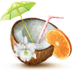 Coconut cocktail with orange