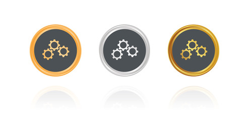 Zahnräder - Bronze, Silber, Gold Buttons