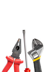 Tool set of wrench, adjustable spanner, pliers and screwdriver