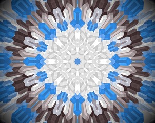 Abstract extruded mandala 3D illustration