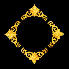 Pattern of flower carved  for decoration isolated on black  background