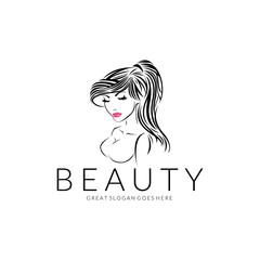 Beauty girl logo. Beautiful girl vector illustration 