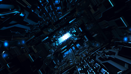 3d illustration of futuristic design spaceship interior