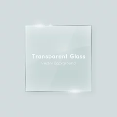 Fotobehang Transparent vector glass square shape. Geometric crystal clear glass abstract design element with transparency. © Mint Fox