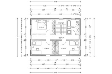 Bauplan Grundriss von Haus eines Architekten