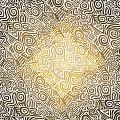 Golden swirl and line ornament pattern