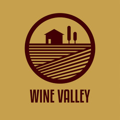 Vector logo with an abstract image of the wine valley